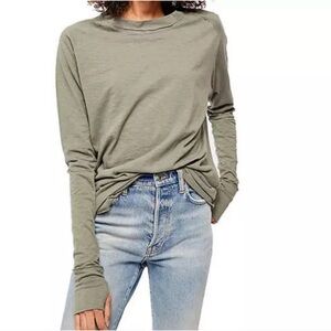 We The Free Arden Army Green Long Sleeve Tee NWT!